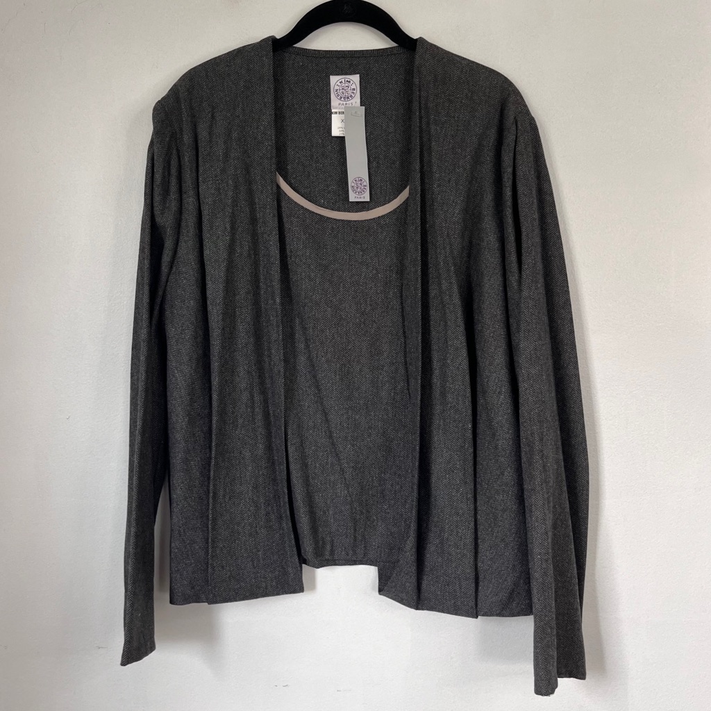 Kim Bernardin Paris Wool Tweed Top Women's Xl Lagenlook Drape Front